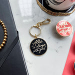 Load image into Gallery viewer, New Gold Plated Hard Enamel Black Keyring - Allah is Always With You by Safar London
