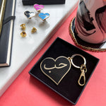 Load image into Gallery viewer, New Hub Heart Gold Plated Hard Enamel Black Keyring by Safar London
