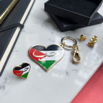 Load image into Gallery viewer, New Palestine Hub Heart Gold Plated Hard Enamel Black Keyring by Safar London
