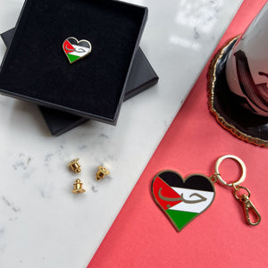Palestine Hub Heart Flag, Lapel Pin by Safar London