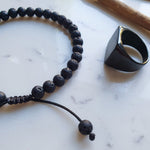 Load image into Gallery viewer, Black Lava Stone Bracelet 33 Bead Tasbih by Safar London
