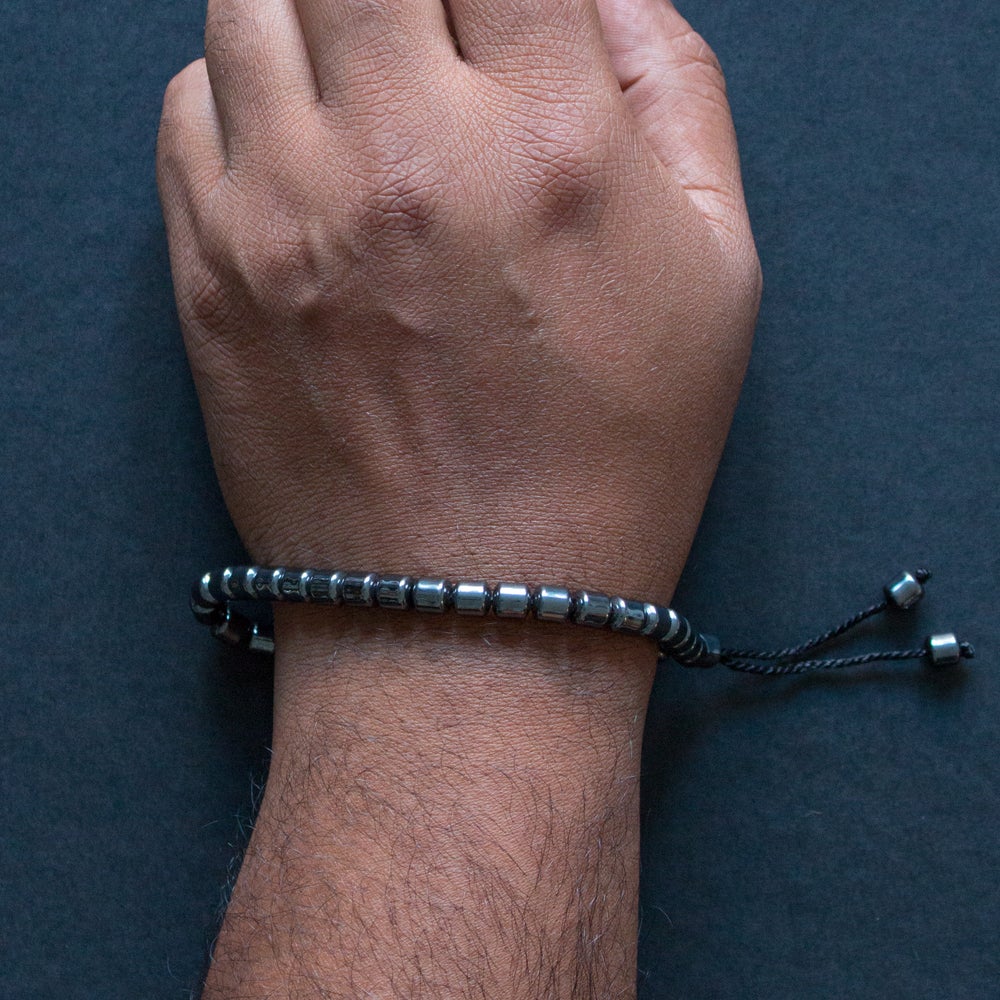 Cylindrical Hematite Gun Metal Grey Bracelet 33 Bead Tasbih by Safar London