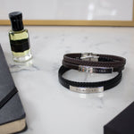 Load image into Gallery viewer, Bismillah Engraved Bracelet Double Leather Strap by Safar London
