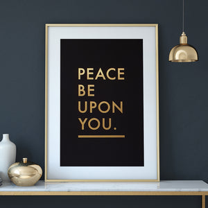 Peace be upon you Gold letter press print by Safar London