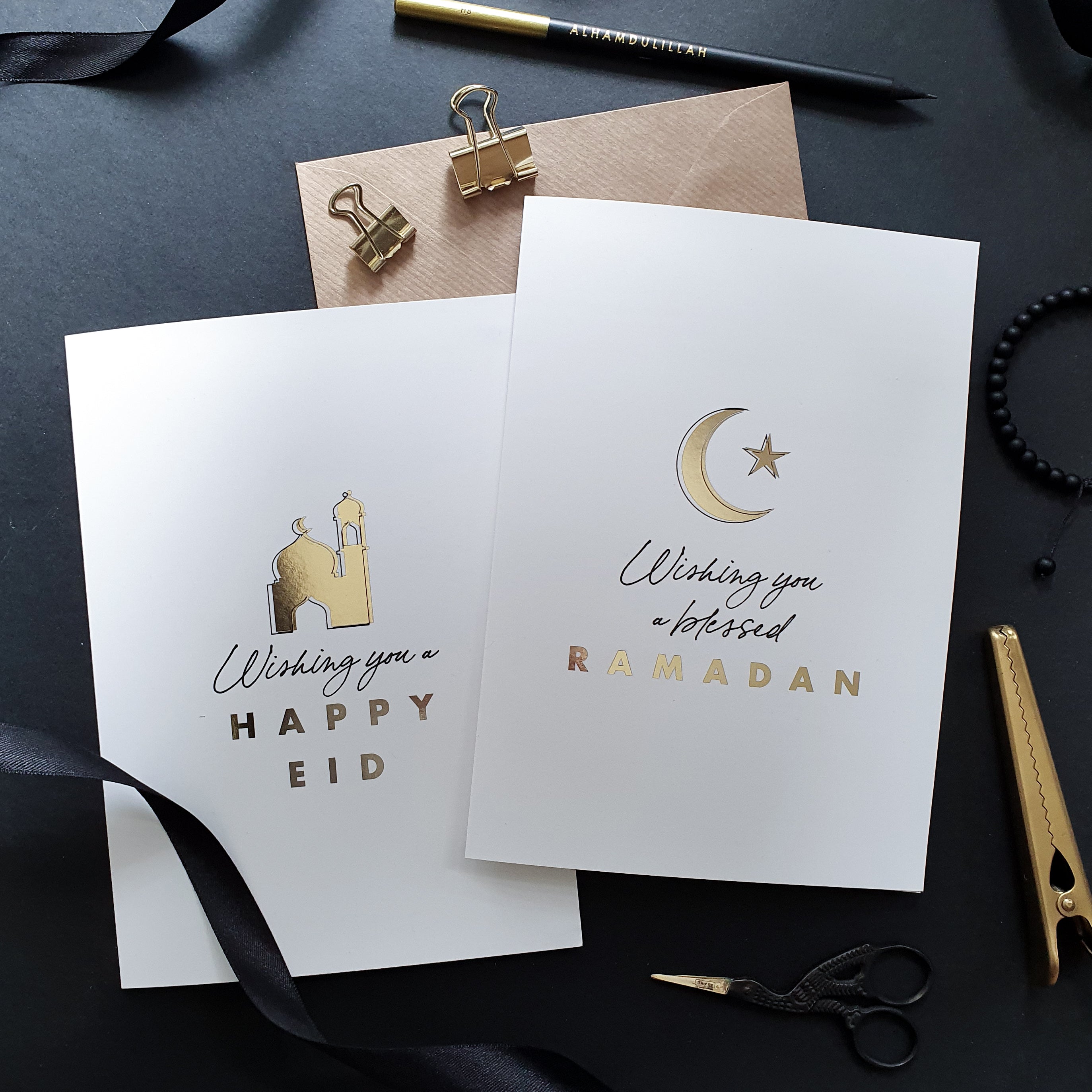NEW A5 Gold Foiled  Eid and Ramadan Greeting Cards