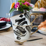 Load image into Gallery viewer, Tea Cup and Saucer Arabic Calligraphy design in Giftbox
