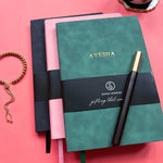 Load image into Gallery viewer, New A5 Gold foiled edge Personalised Note Books by Safar London
