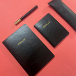 Load image into Gallery viewer, Bismillah Notebook Black Gold Embossed | Islamic Journal A5 A6 | Muslim Gift Eid Ramadan | PU Leather Notebook | Safar London
