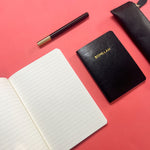 Load image into Gallery viewer, Bismillah Notebook Black Gold Embossed | Islamic Journal A5 A6 | Muslim Gift Eid Ramadan | PU Leather Notebook | Safar London
