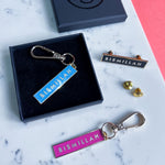 Load image into Gallery viewer, New Bismillah Gold Plated Hard Enamel Black Keyring by Safar London
