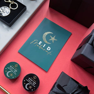 Green Moon Star Gold Foiled A6 Eid Mubarak Greeting Cards