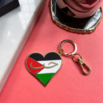 Load image into Gallery viewer, New Palestine Hub Heart Gold Plated Hard Enamel Black Keyring by Safar London
