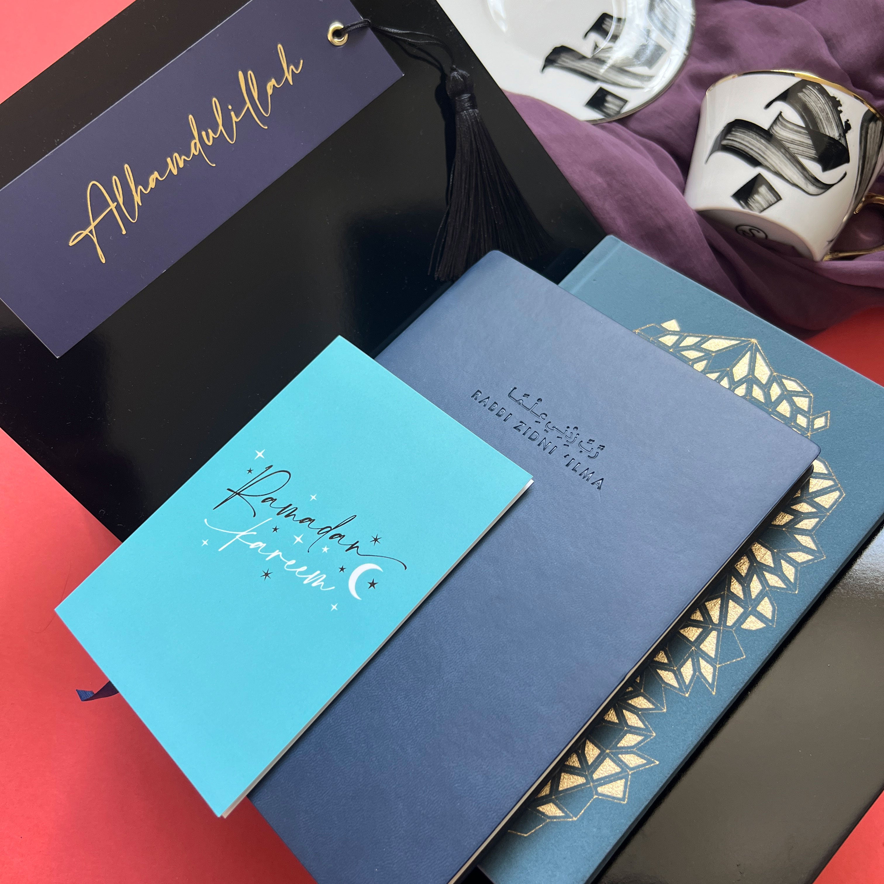NEW Gold Foiled A6 Baby Blue Ramadan Kareem Greeting Card