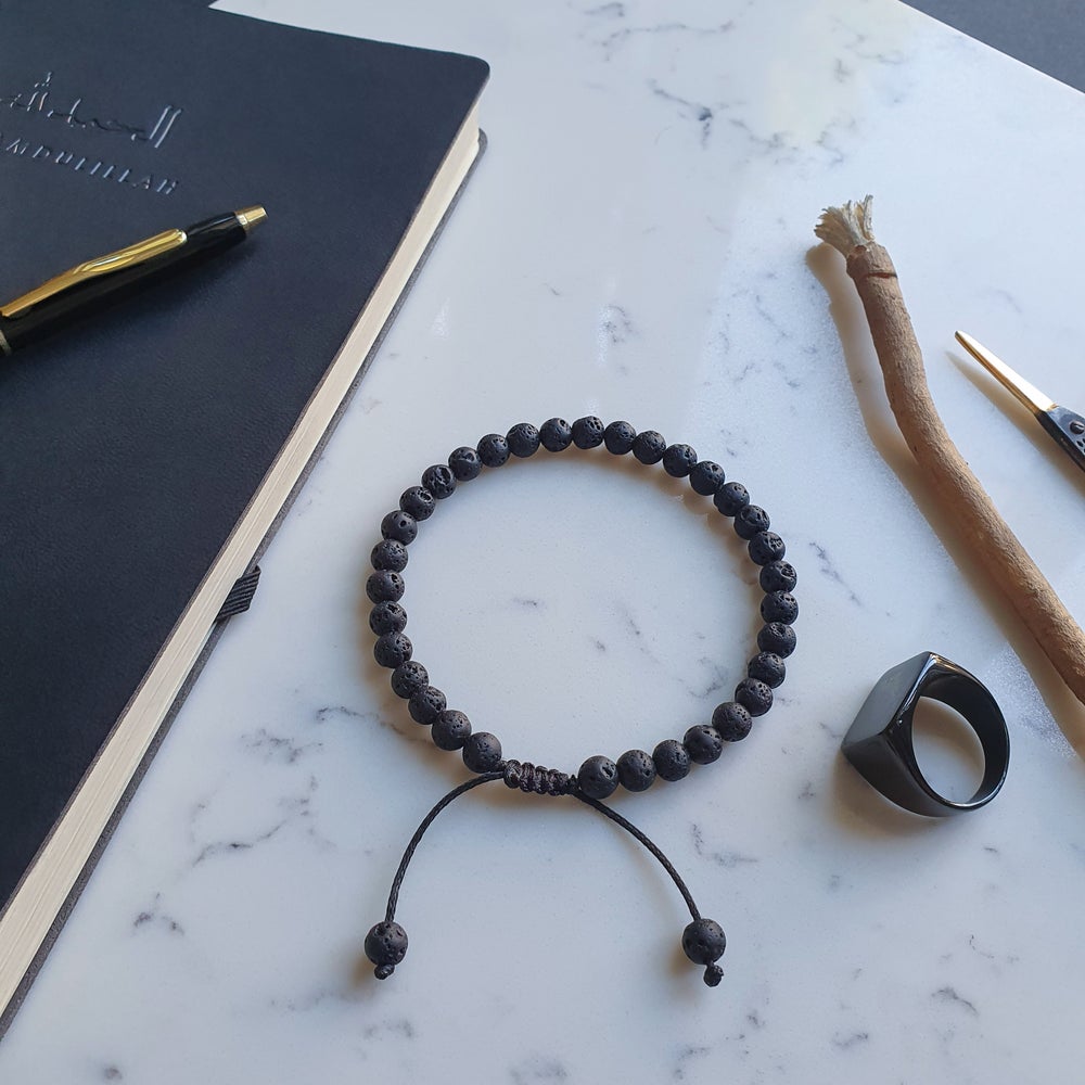 Black Lava Stone Bracelet 33 Bead Tasbih by Safar London
