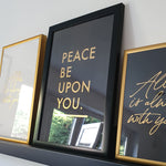 Load image into Gallery viewer, Peace be upon you Gold letter press print by Safar London
