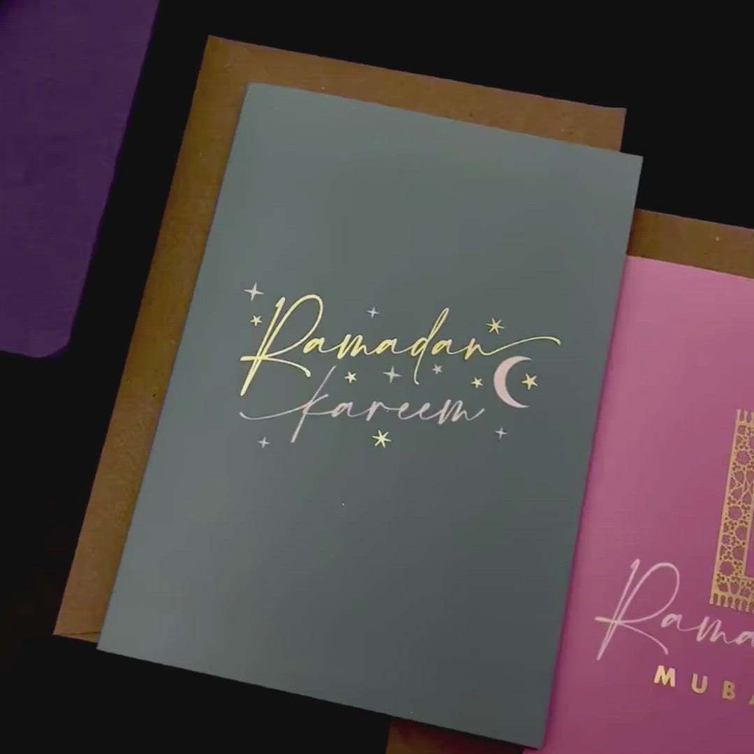 NEW Gold Foiled A6 Pink Ramadan Mubarak Greeting Card
