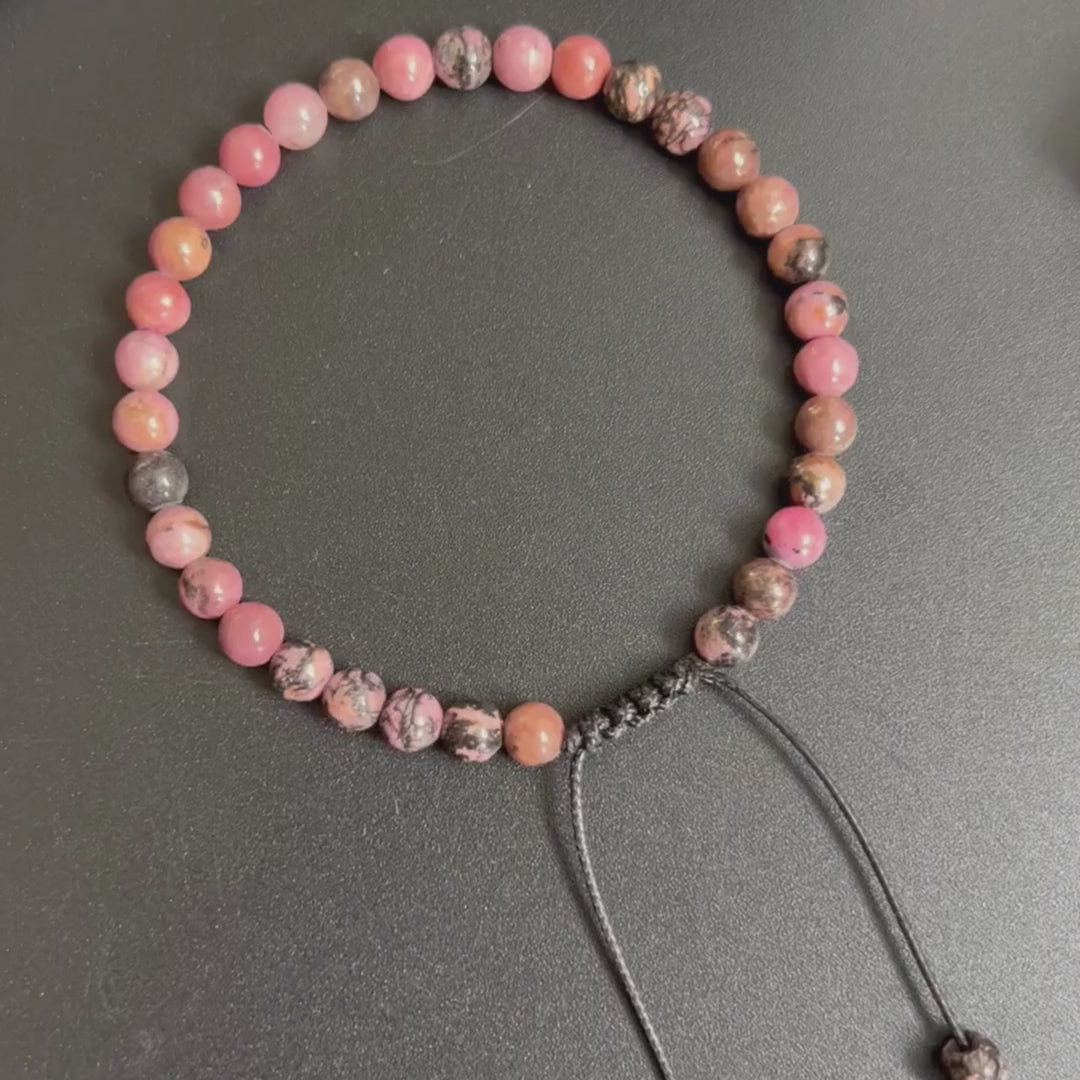 NEW 33 Bead Tasbih Bracelet Pink Rhodonite Stone by Safar London