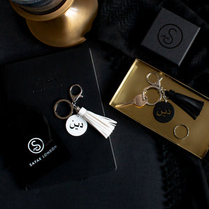 Deen Black White Laser Cut Acrylic Tassel Key Chain by Safar London