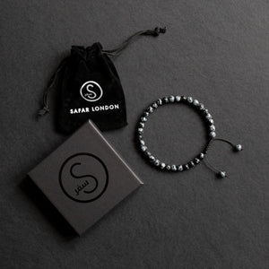 Grey Black Agate Stone Bracelet 33 Bead Tasbih by Safar London