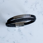Load image into Gallery viewer, Alhamdulillah Engraved Bracelet Double Leather Strap by Safar London
