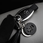 Load image into Gallery viewer, Deen Black White Laser Cut Acrylic Tassel Key Chain by Safar London
