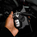 Load image into Gallery viewer, Deen Black White Laser Cut Acrylic Tassel Key Chain by Safar London
