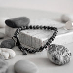Load image into Gallery viewer, Grey Black Agate Stone Bracelet 33 Bead Tasbih by Safar London
