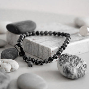 Grey Black Agate Stone Bracelet 33 Bead Tasbih by Safar London
