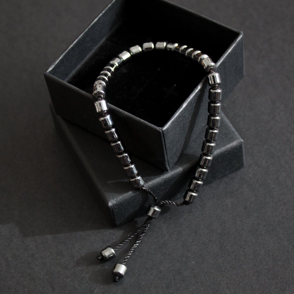 Cylindrical Hematite Gun Metal Grey Bracelet 33 Bead Tasbih by Safar London