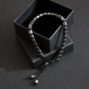 Cylindrical Hematite Gun Metal Grey Bracelet 33 Bead Tasbih by Safar London