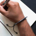 Load image into Gallery viewer, Cylindrical Hematite Gun Metal Grey Bracelet 33 Bead Tasbih by Safar London
