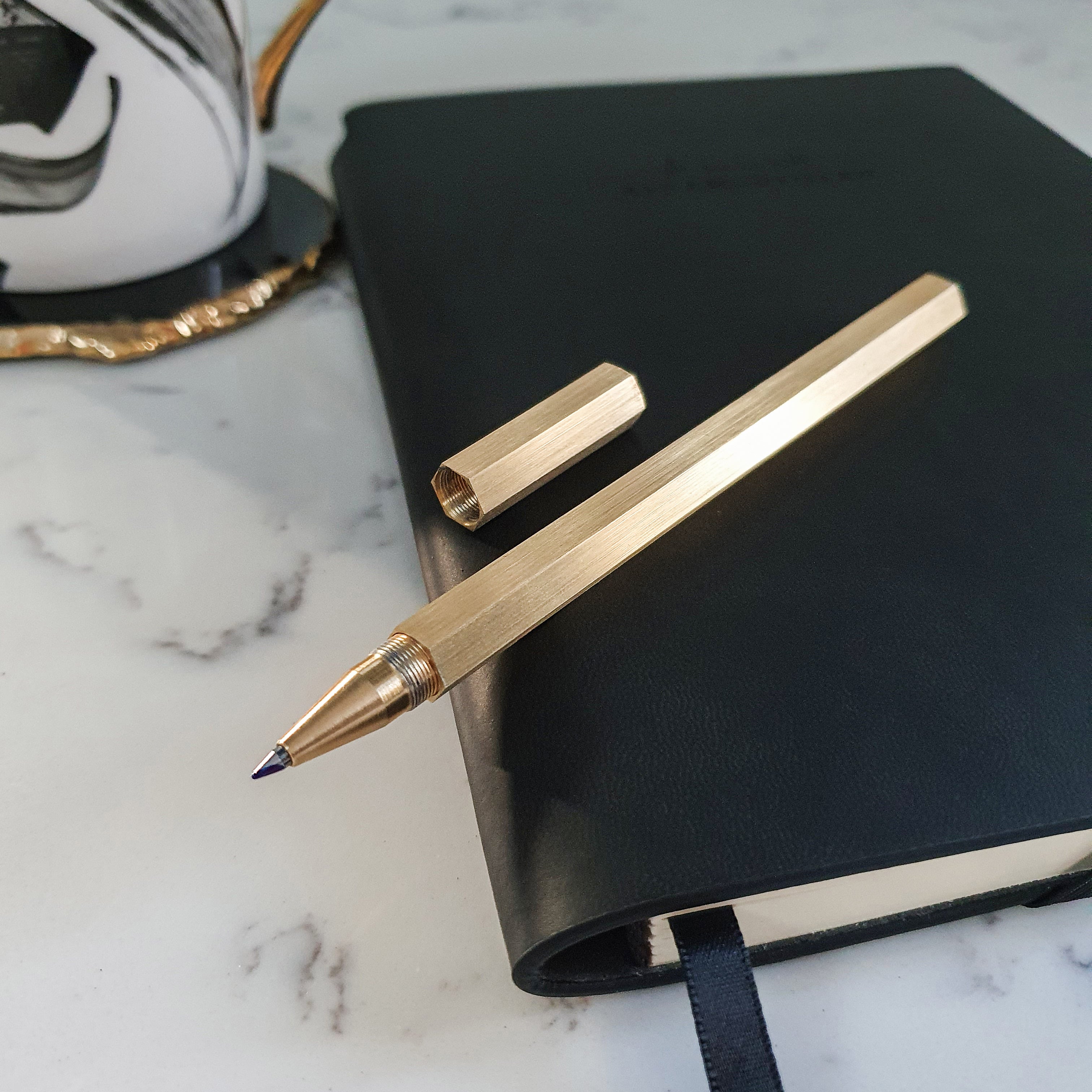 Minimalist luxury metal hexagon ballpoint pen
