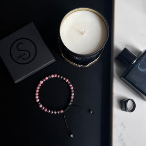 NEW 33 Bead Tasbih Bracelet Pink Rhodonite Stone by Safar London