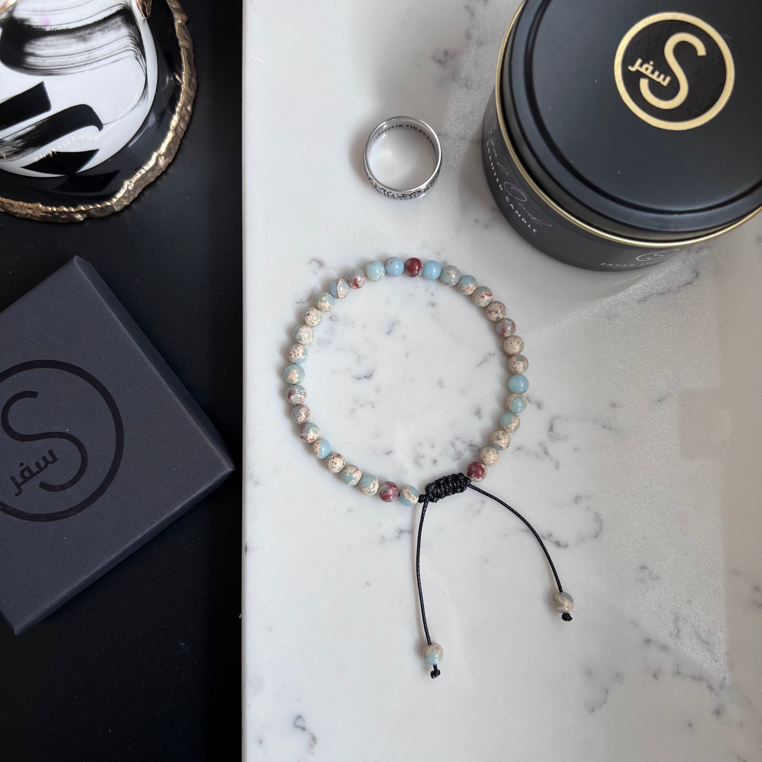 NEW 33 Bead Tasbih Bracelet Blue Shoushan Stone by Safar London