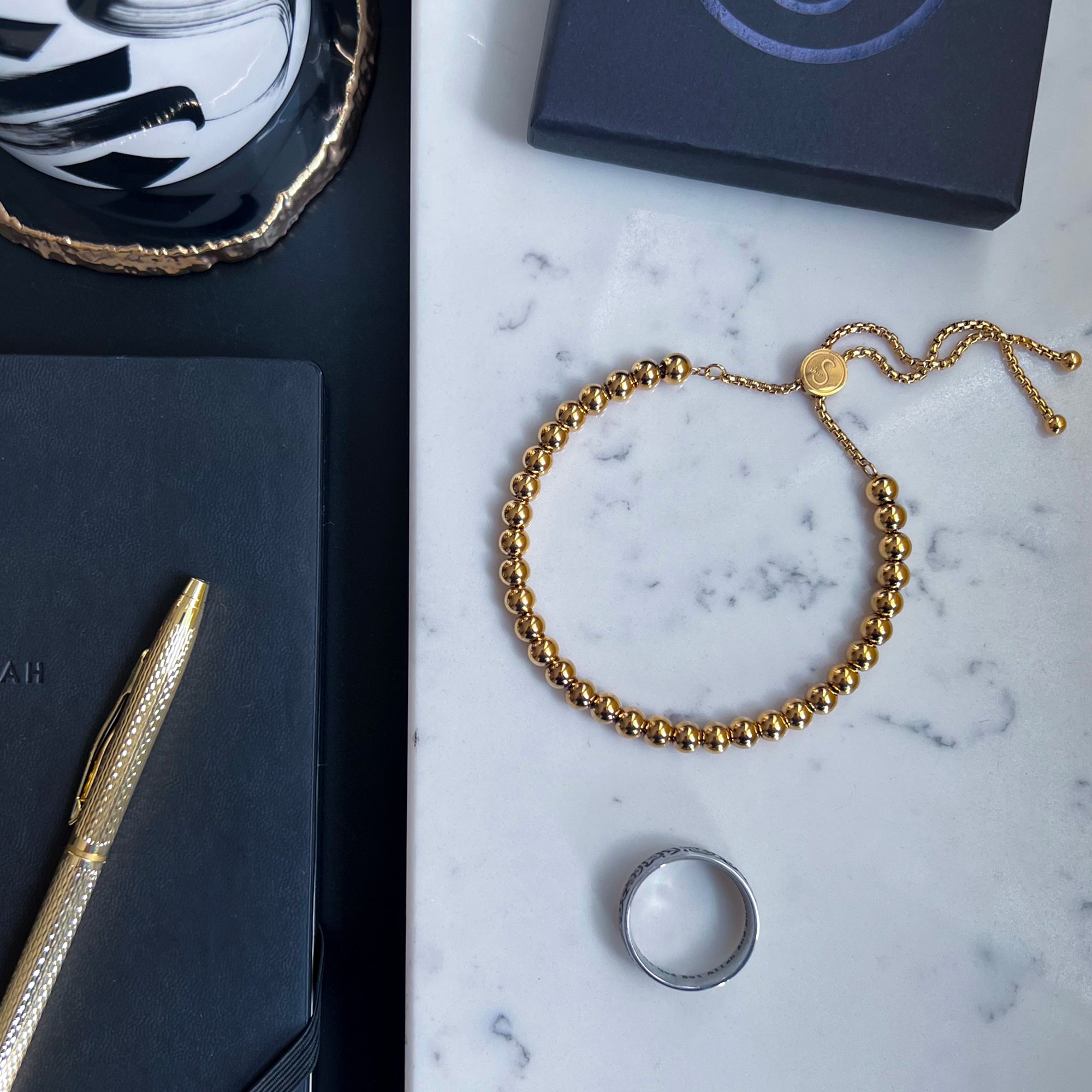 NEW 18K Gold Plated 33 Bead Tasbih Bracelet by Safar London