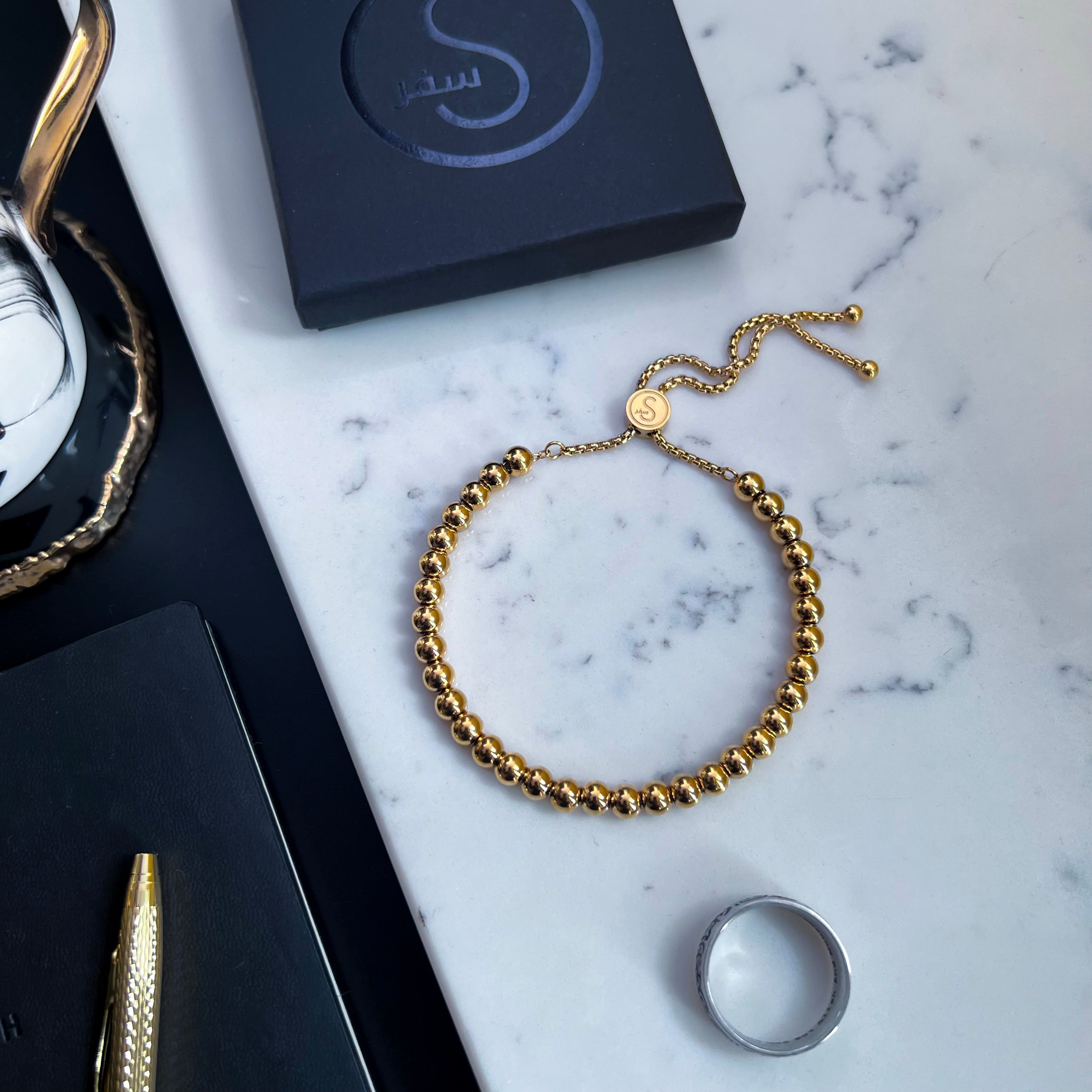 NEW 18K Gold Plated 33 Bead Tasbih Bracelet by Safar London