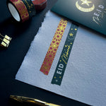 Load image into Gallery viewer, Gold foiled Washi Tapes 15mm x 5m or 10m Rolls By Safar London
