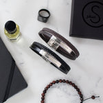 Load image into Gallery viewer, Bismillah Engraved Bracelet Double Leather Strap by Safar London
