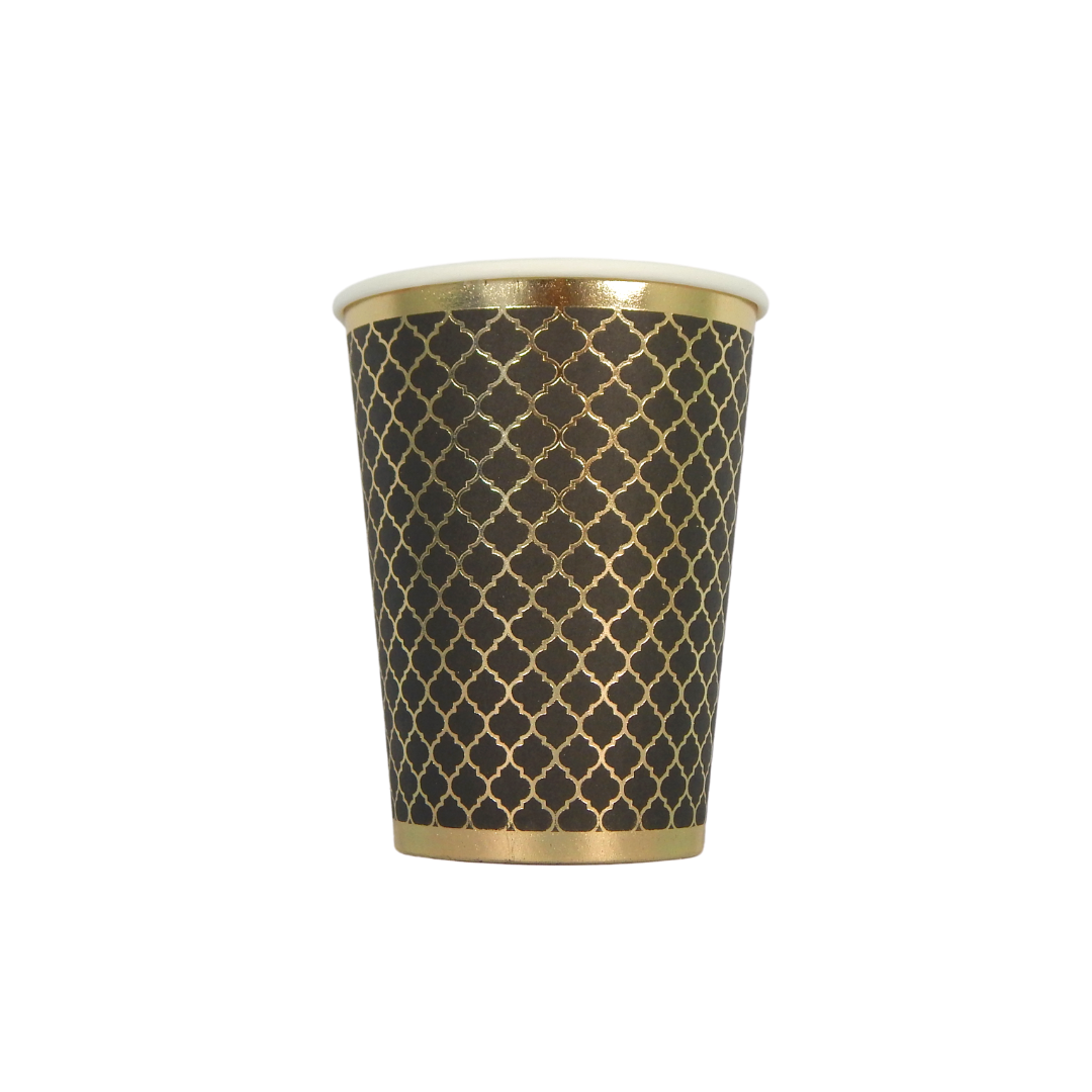Moroccan Black and Gold Party Cups 10 pack