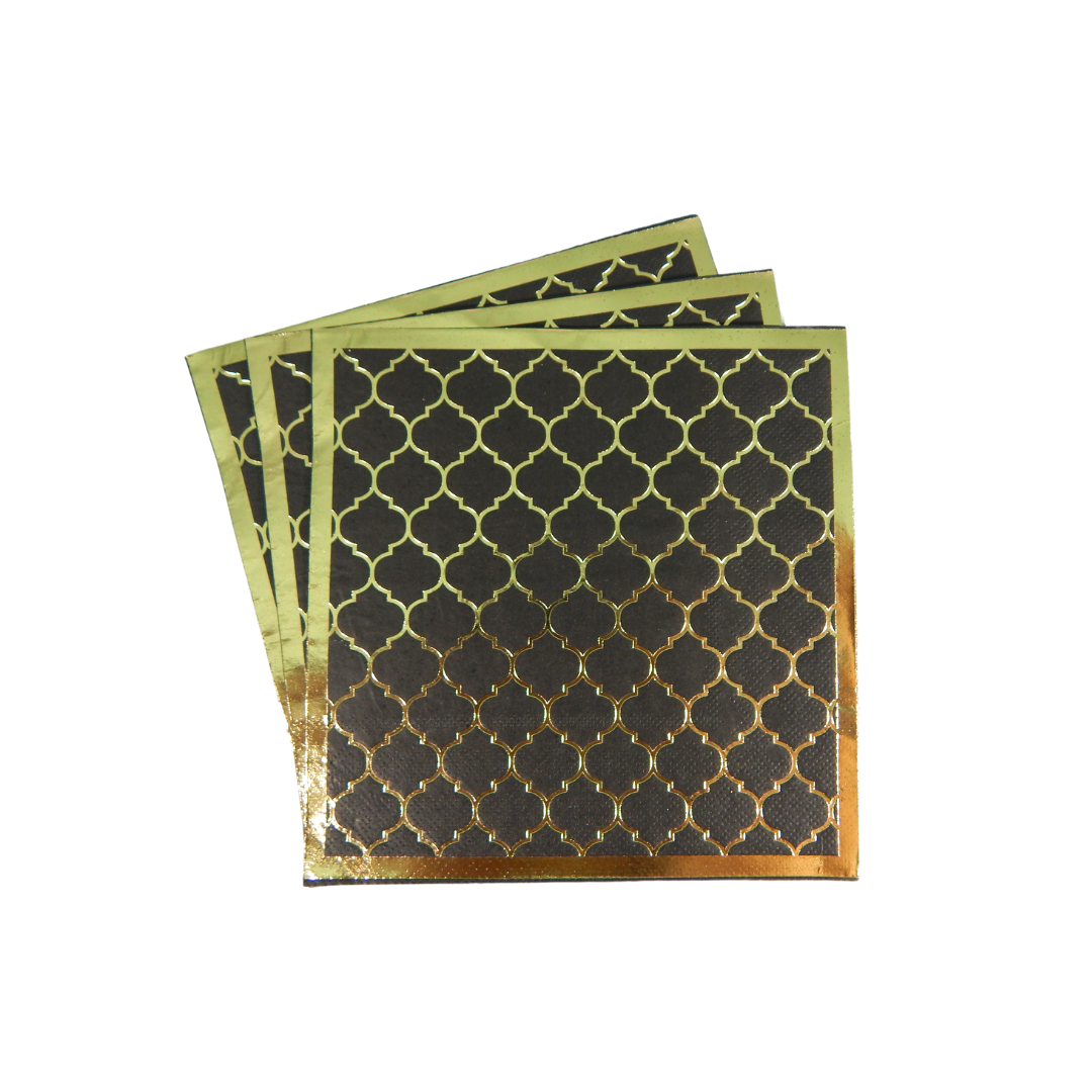 Moroccan Black and Gold napkins 20 pack
