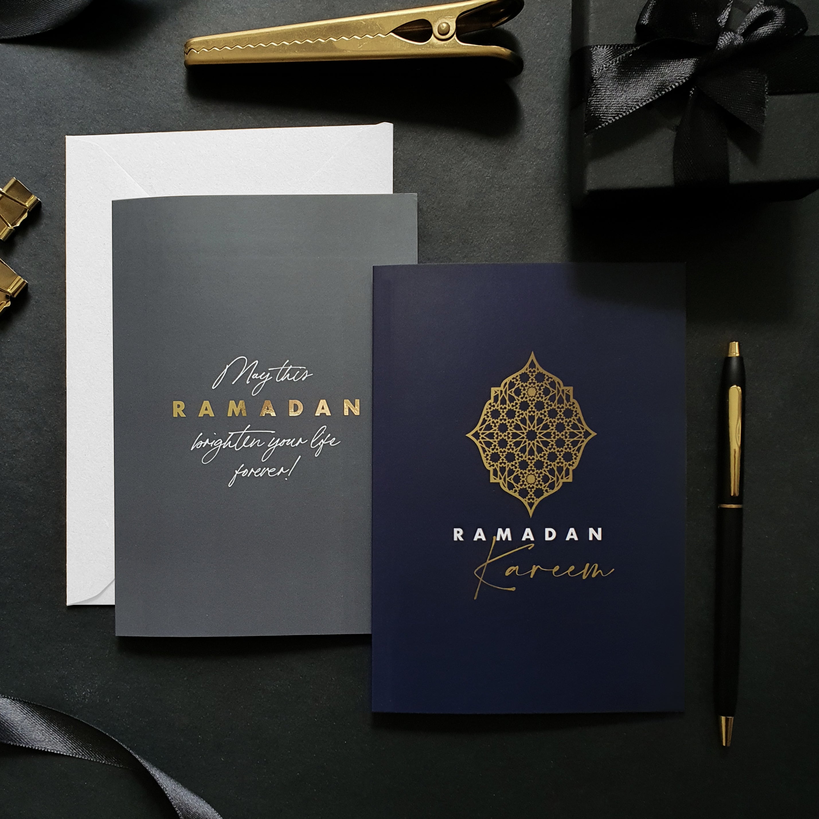 NEW Gold Foiled A6 Ramadan Grey Greeting Card