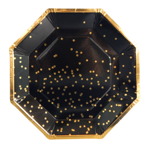 Stardust Black and Gold plates 10 pack