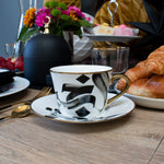 Load image into Gallery viewer, Tea Cup and Saucer Arabic Calligraphy design in Giftbox
