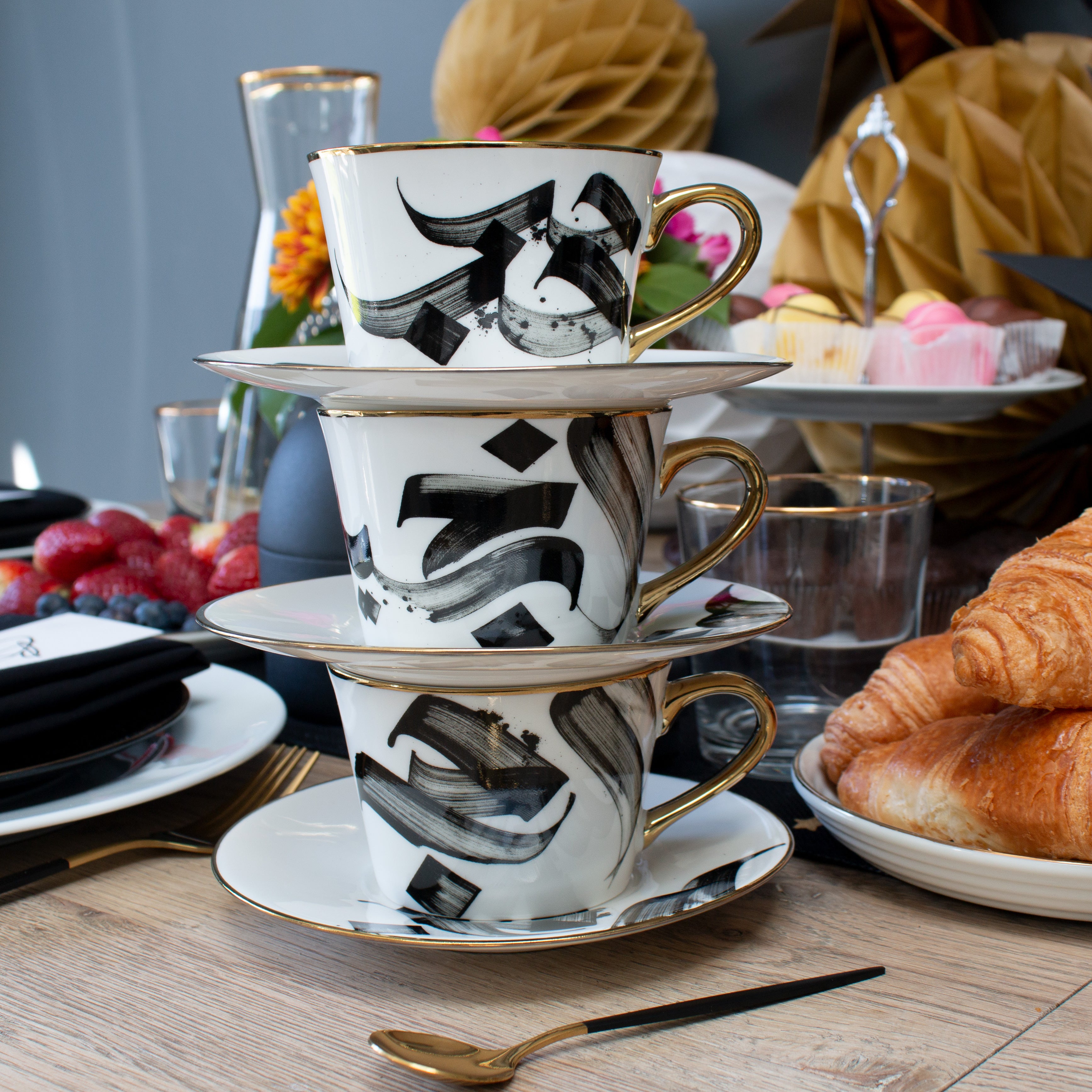 Tea Cup and Saucer Arabic Calligraphy design in Giftbox Safar London