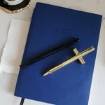 Load image into Gallery viewer, Rabbi Zidni Ilma Embossed Navy A5 Notebook by Safar London
