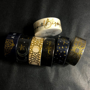 Gold foiled Washi Tapes 15mm x 5m or 10m Rolls By Safar London