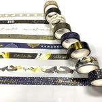 Load image into Gallery viewer, Gold foiled Washi Tapes 15mm x 5m or 10m Rolls By Safar London
