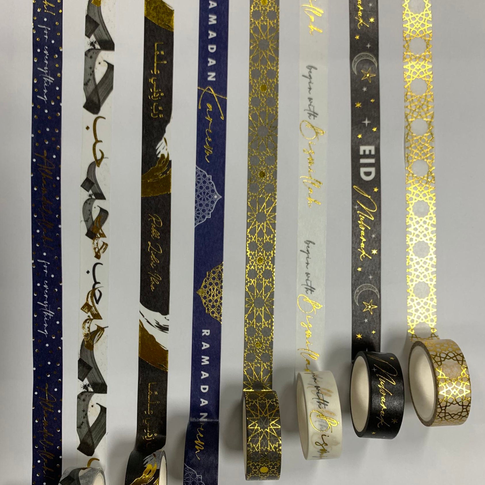 Gold foiled Washi Tapes 15mm x 5m or 10m Rolls By Safar London