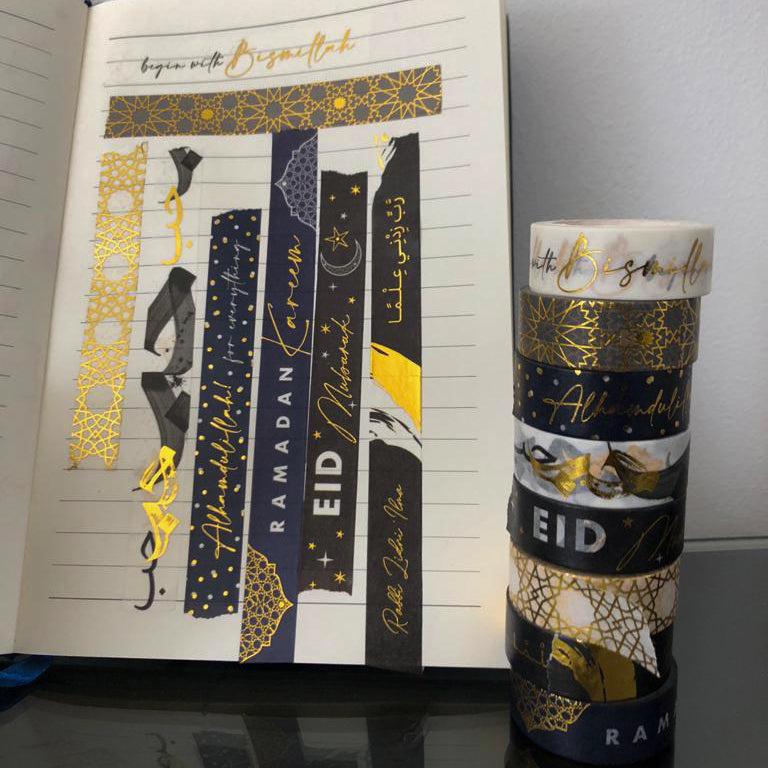 Gold foiled Washi Tapes 15mm x 5m or 10m Rolls By Safar London