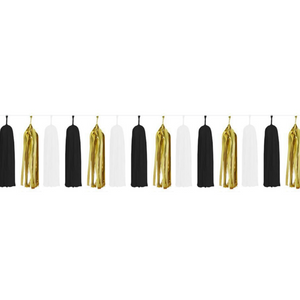 Black, Gold and White hanging paper tassel decoration